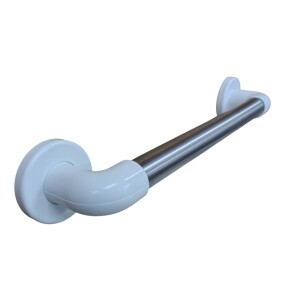 Barra de Apoio para Banheiro Inox Escovado c/ Branco Leve