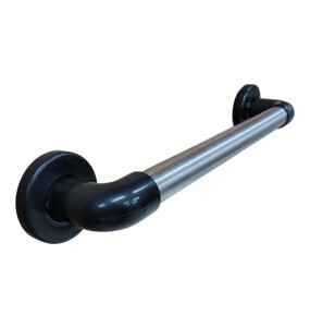 Barra de Apoio para Banheiro Inox Escovado c/ Preto Leve