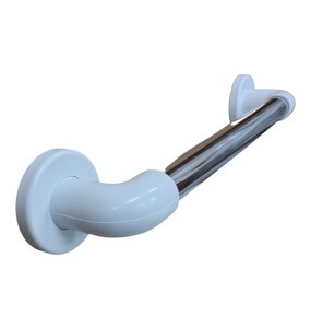 Barra de Apoio para Banheiro Inox Polido c/ Branco Leve