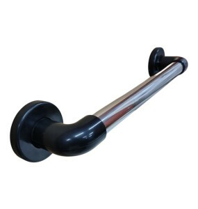 Barra de Apoio para Banheiro Inox Polido c/ Preto Leve
