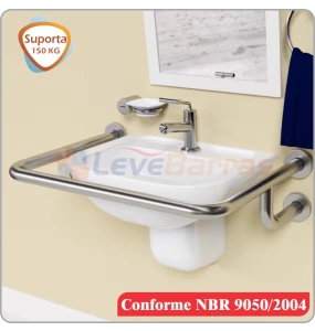 Barra de Apoio para Lavatório em "U" Inox Escovado