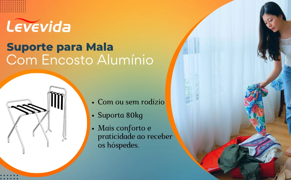 SUPORTE PARA MALA COM ENCOSTO BRANCO