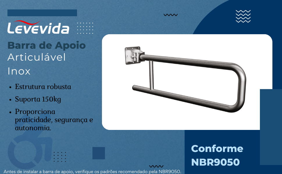 BARRA DE APOIO ARTICULÁVEL INOX ESCOVADO