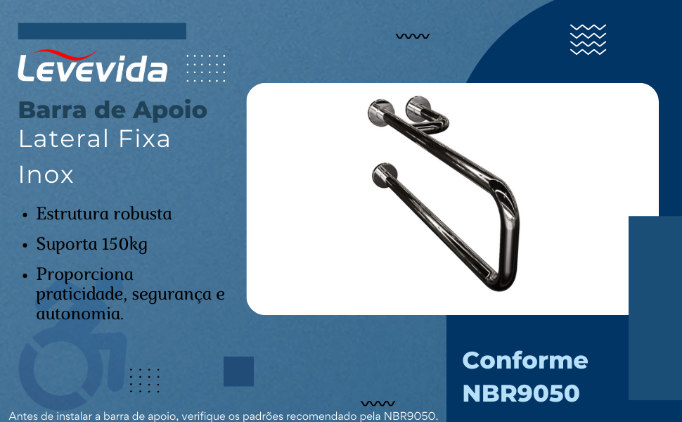 BARRA DE APOIO LATERAL FIXA INOX POLIDO