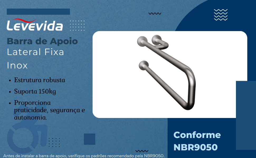 BARRA DE APOIO LATERAL FIXA INOX ESCOVADO