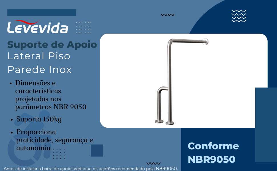 BARRA DE APOIO PISO PAREDE INOX