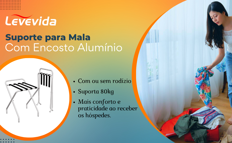 SUPORTE PARA MALA COM ENCOSTO BRANCO